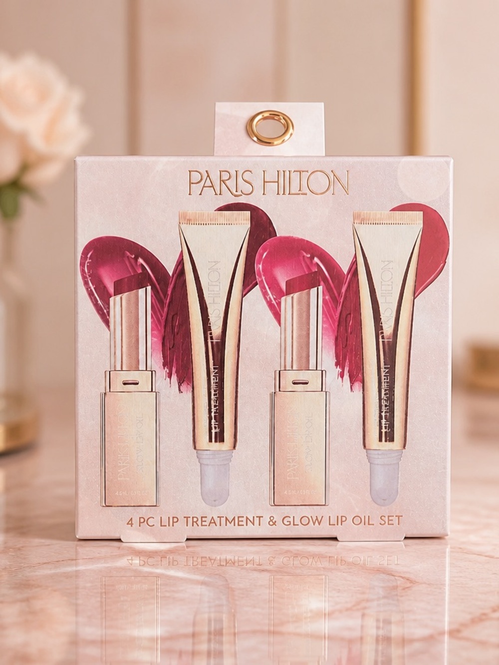 Paris Hilton Lip Treatment & Glow Oil Set - Pink